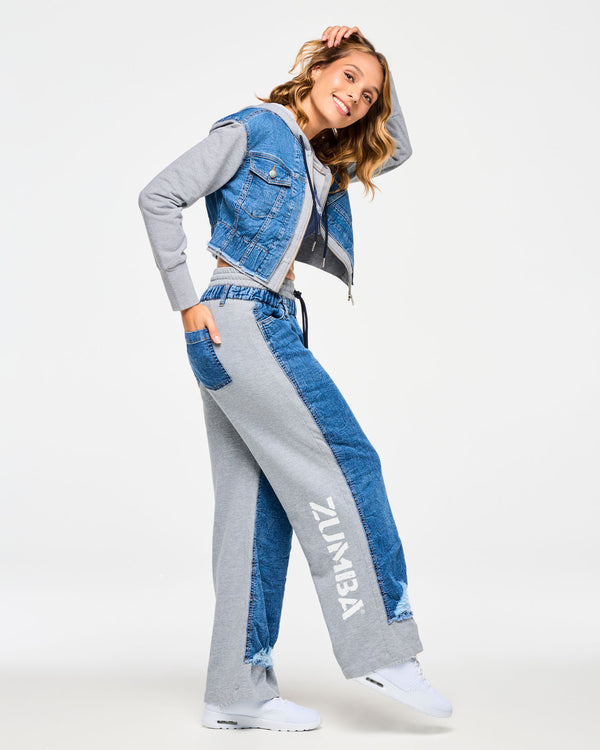 Blue Jean Crop Zip-Up Hoodie