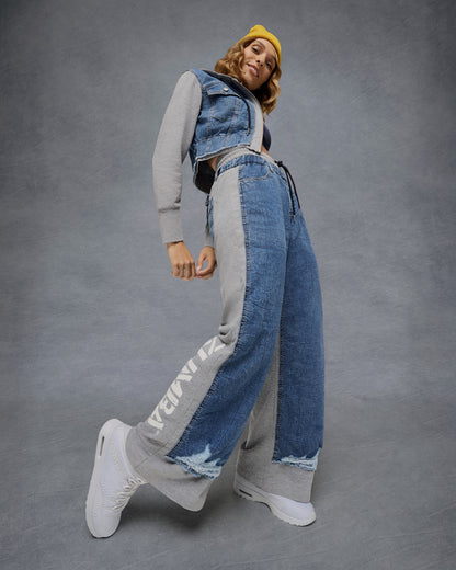 Blue Jean Crop Zip-Up Hoodie