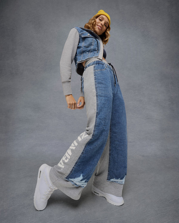 Blue Jean Crop Zip-Up Hoodie