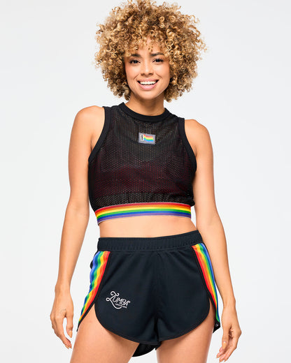 Zumba Crop Mesh Tank With Elastic Waistband