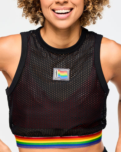 Zumba Crop Mesh Tank With Elastic Waistband