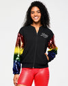 Zumba Bomber Jacket With Sequin Sleeves