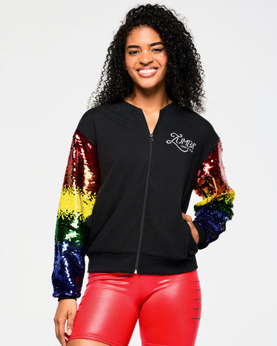 Zumba Bomber Jacket With Sequin Sleeves