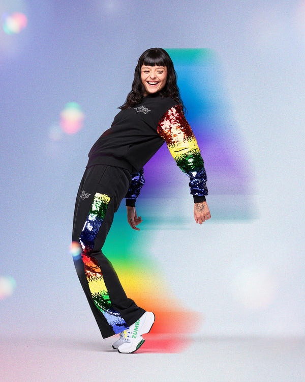 Zumba Wide Leg Sweatpants With Sequin Panels