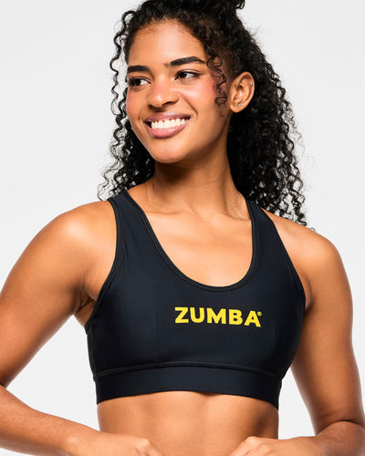 Zumba Rays Square Neck Bra - Bold Black