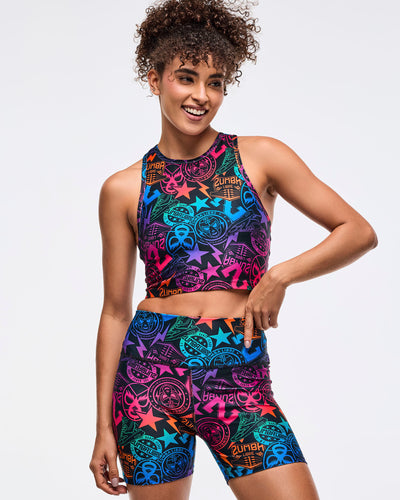 Zumba Libre High Neck Crop Tank With Back Details