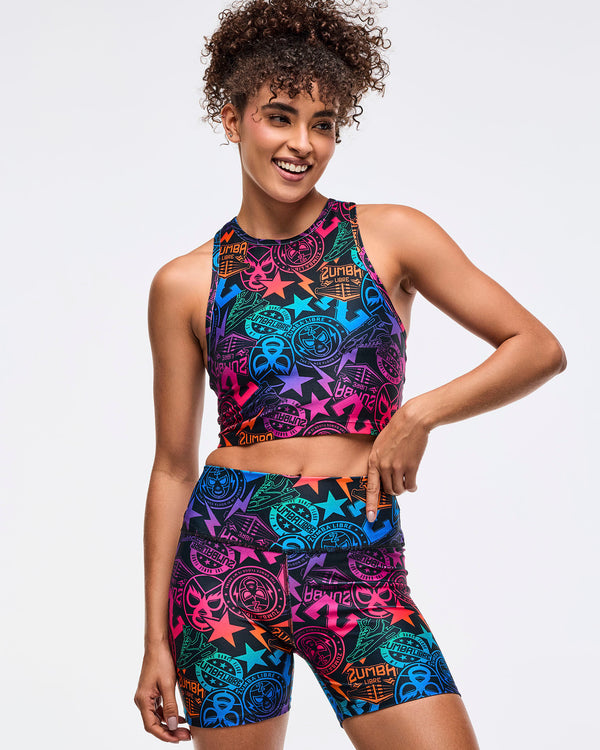 Zumba Libre High Neck Crop Tank With Back Details