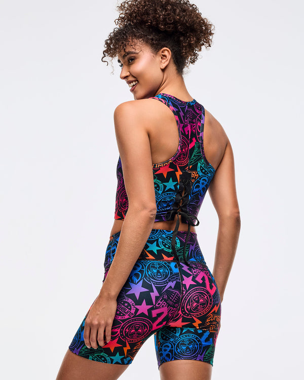 Zumba Libre High Neck Crop Tank With Back Details