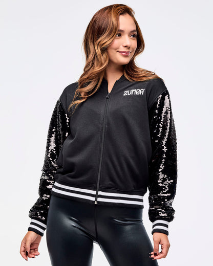 Zumba Libre Bomber Jacket With Sequin Sleeves