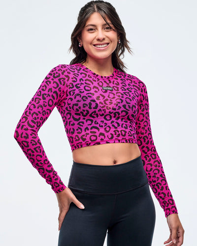Sizzlin' Long Sleeve Mesh Crop Top