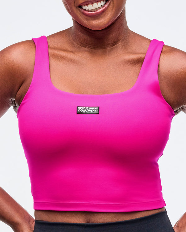Sizzlin' Square Neck Crop Tank With Shelf Bra