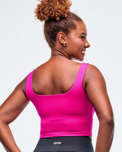 Sizzlin' Square Neck Crop Tank With Shelf Bra