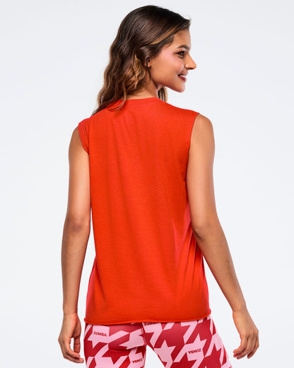 Fuego Red # Zumba Amour Crew Neck Muscle Tank