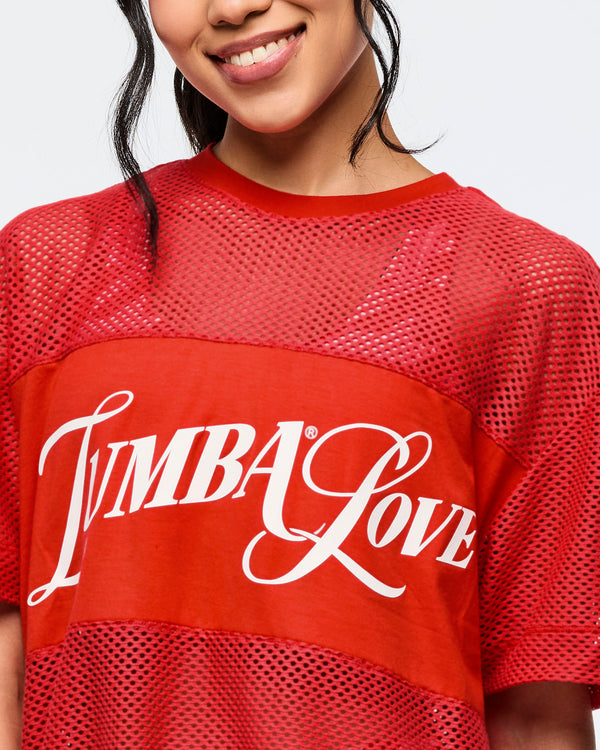 Fuego Red # Zumba Amour Boxy Mesh Top