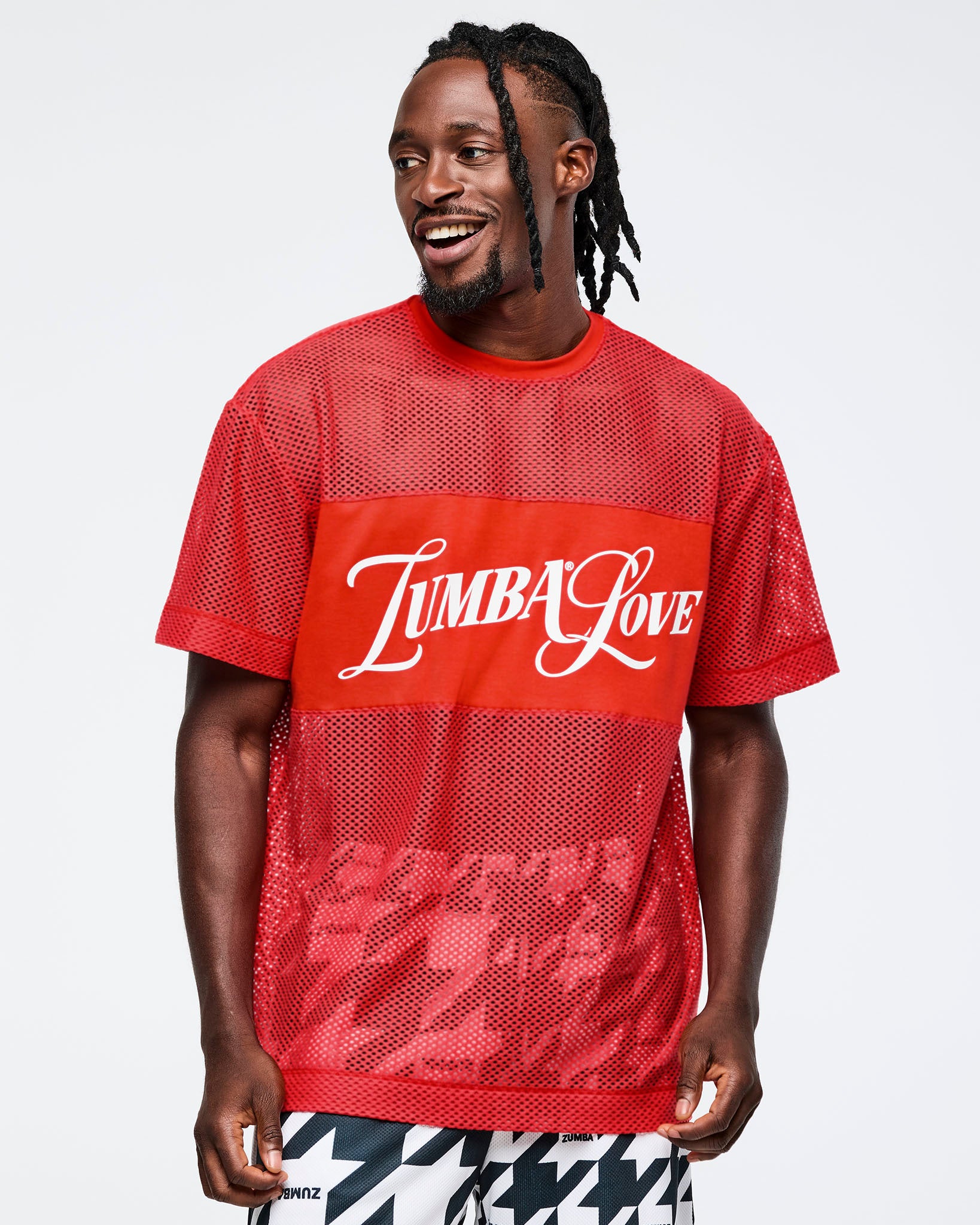 Fuego Red # Zumba Amour Boxy Mesh Top