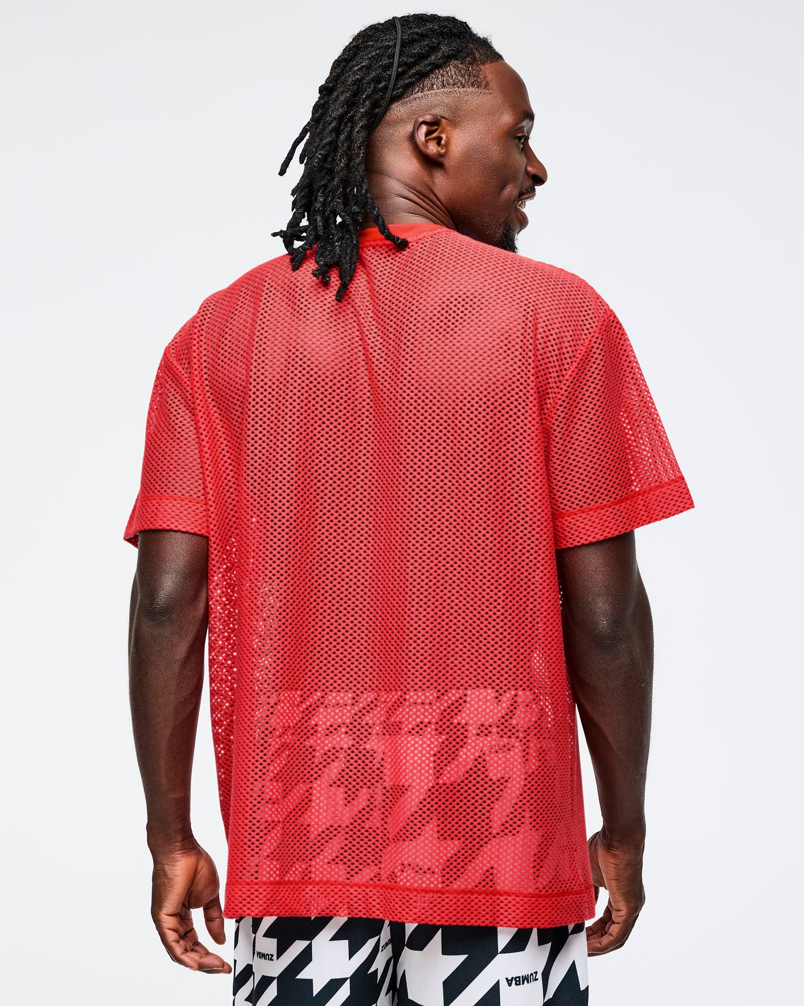 Fuego Red # Zumba Amour Boxy Mesh Top