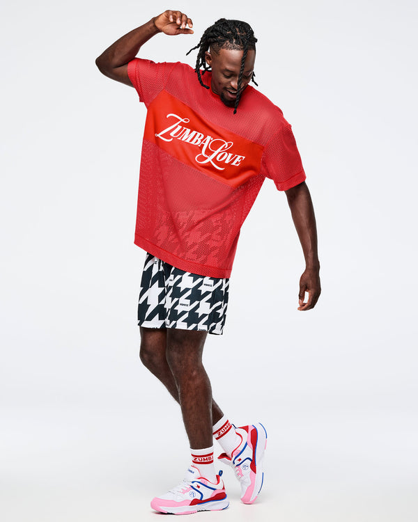 Fuego Red # Zumba Amour Boxy Mesh Top