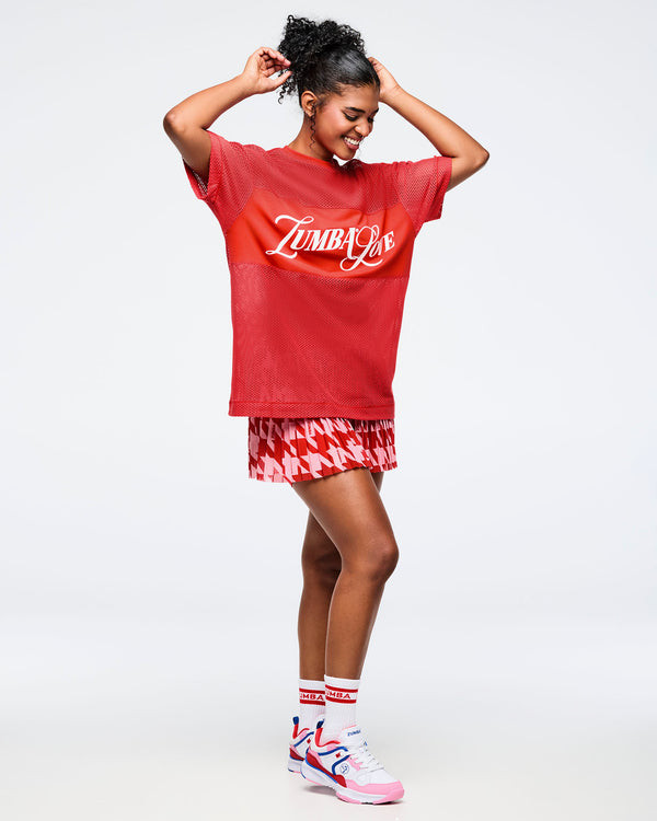 Fuego Red # Zumba Amour Boxy Mesh Top