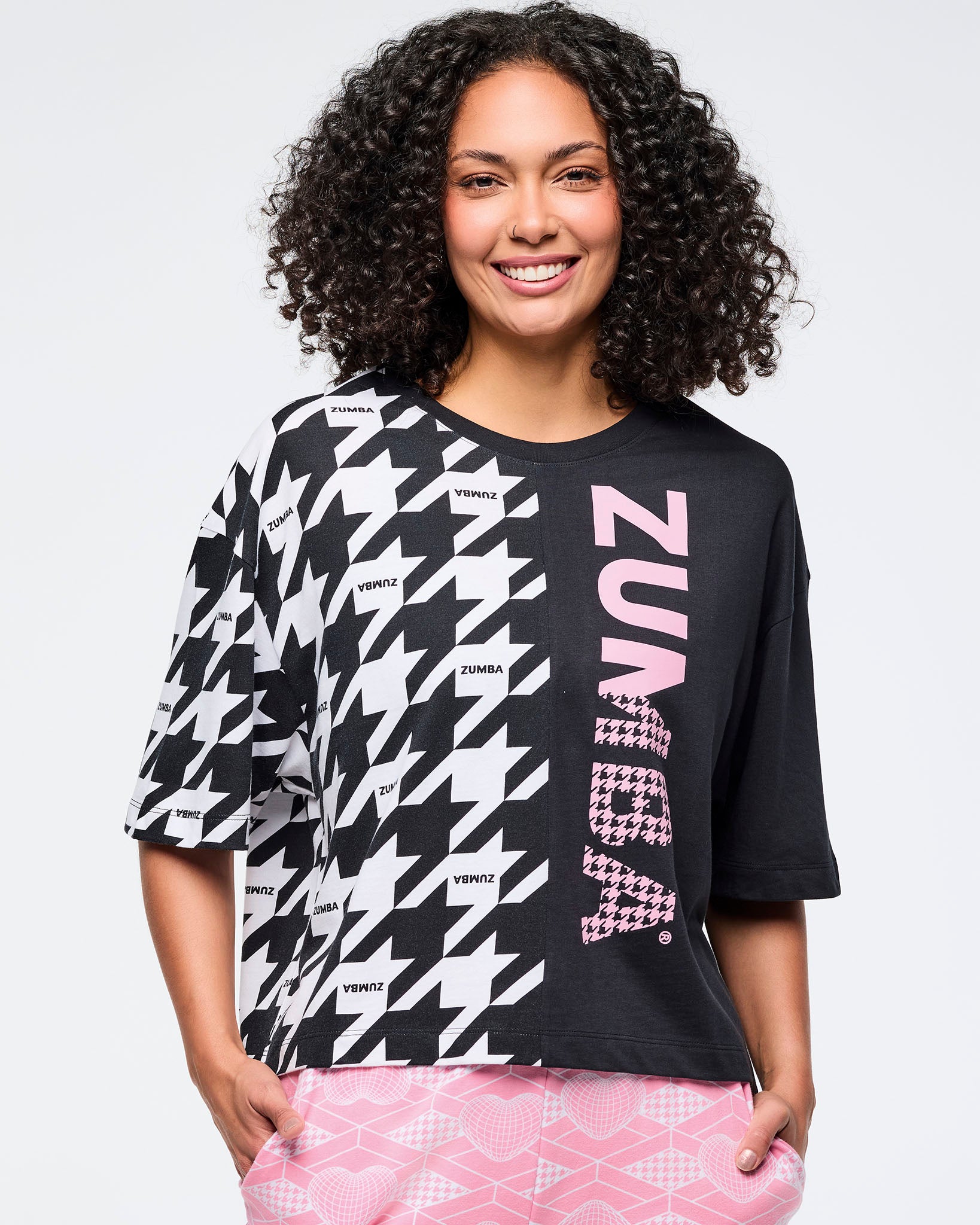 Black/White # Zumba Amour Oversized Boxy Crop Top