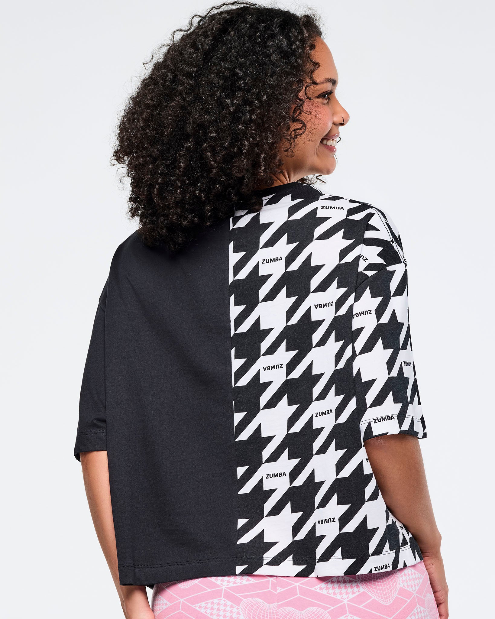 Black/White # Zumba Amour Oversized Boxy Crop Top