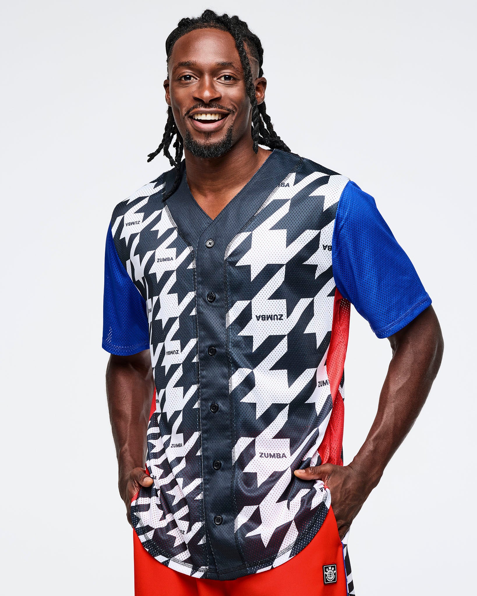 Black/White # Zumba Amour Baseball Button-Up Jersey