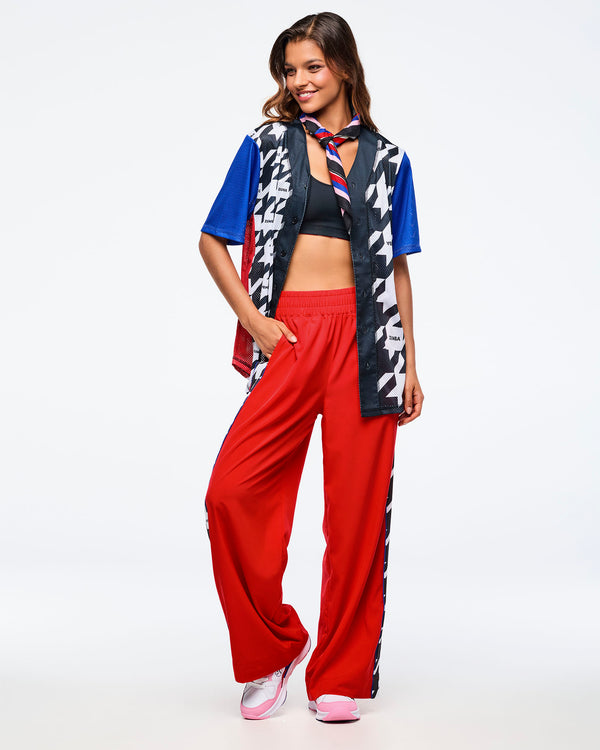 Black/White # Zumba Amour Baseball Button-Up Jersey