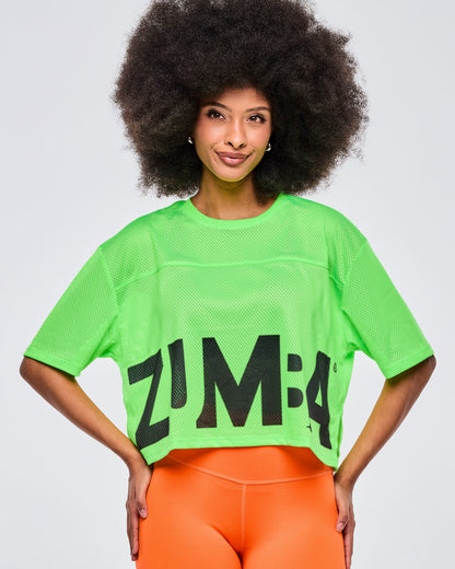 Get in Lime # Neon Mesh Boxy Crop Top