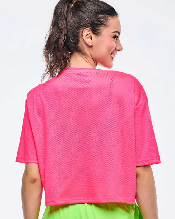 Gumball # Neon Mesh Boxy Crop Top