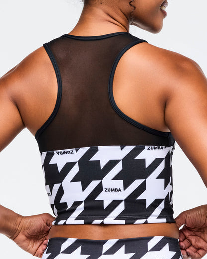 Black/White # Zumba Amour Z-Lift High Neck Crop Tank