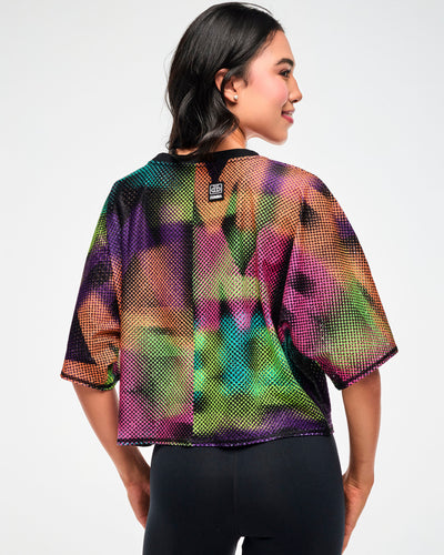Electric Feel Mesh Dolman Crop Top