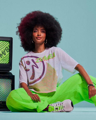 Electric Feel Mesh Boxy Crop Top