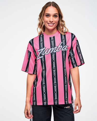 Dale-Z Oversized Drop Shoulder Tee - Pink/Black