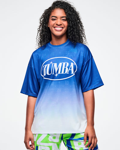 Dale-Z Oversized Drop Shoulder Tee - Blue/White