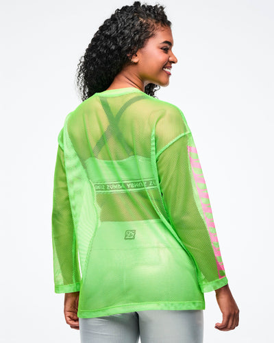 Dale-Z Oversized Mesh Long Sleeve Top