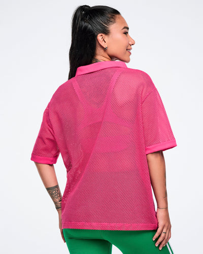 Color Spree Oversized Mesh Polo