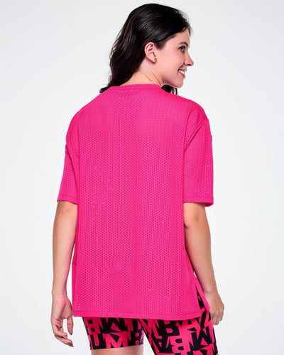 Ultrabright Mesh Boxy Top With Side Slits