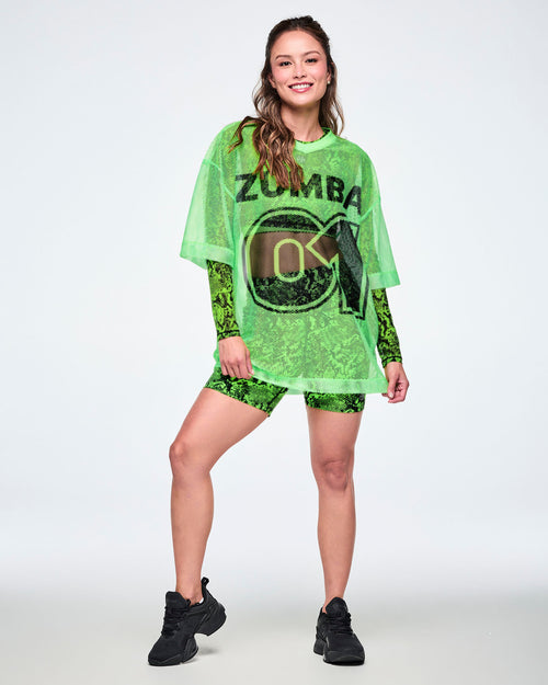 Ultrabright Oversized Mesh V-Neck Top