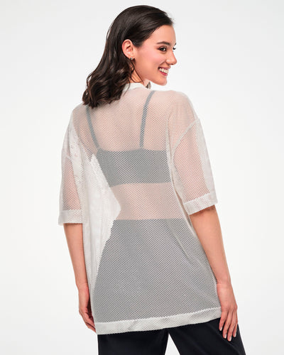 Zumba Basic Oversized Mesh V-Neck Top - Black