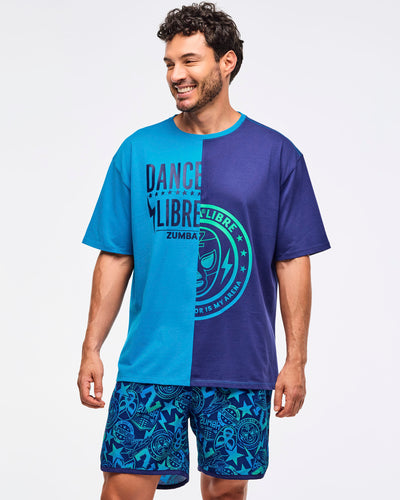 Zumba Libre Men's Oversized Two-Tone Crew Neck Tee