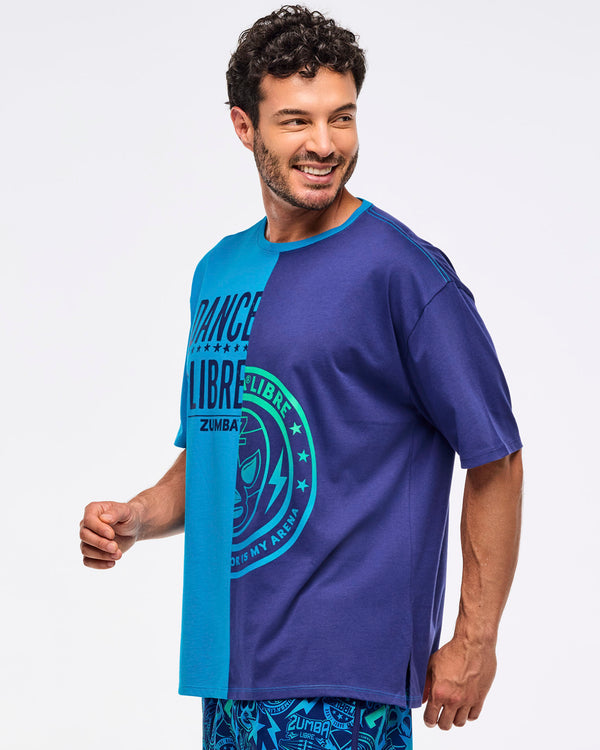 Zumba Libre Men's Oversized Two-Tone Crew Neck Tee