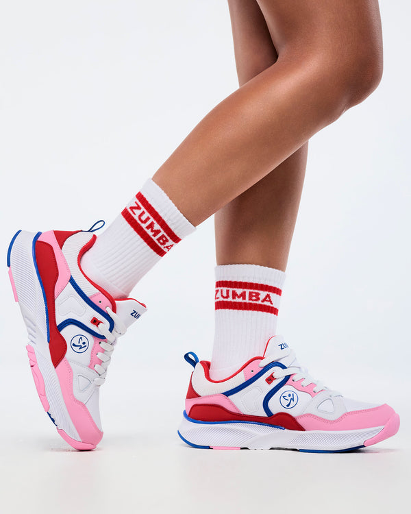 Wear It Out White # Zumba Amour Plush Half Crew Socks