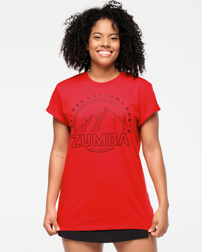 Zumba Explore Crew Neck Tee - Viva La Red