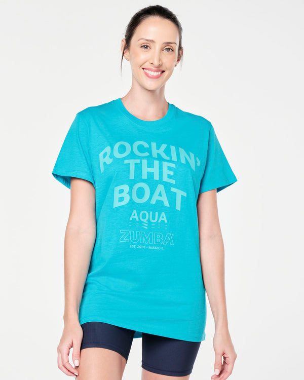 Aqua Zumba Crew Neck Tee - Aqua Blue