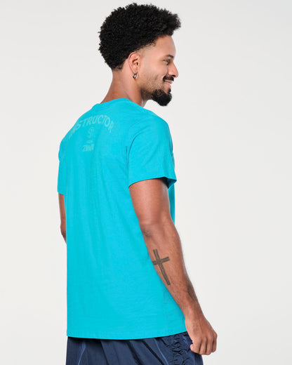 Aqua Zumba Crew Neck Tee - Aqua Blue