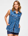 Blue Jean Long Denim Vest