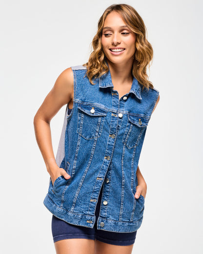 Blue Jean Long Denim Vest