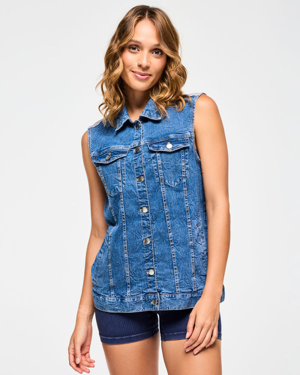 Blue Jean Long Denim Vest