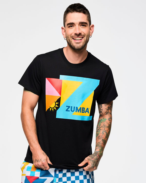 Zumba Rays Crew Neck Tee - Bold Black