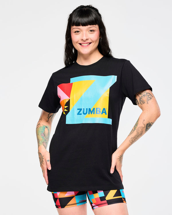 Zumba Rays Crew Neck Tee - Bold Black