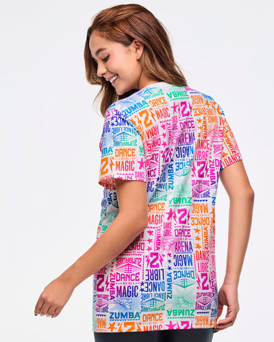 Zumba Libre Crew Neck Tee - White/Pink